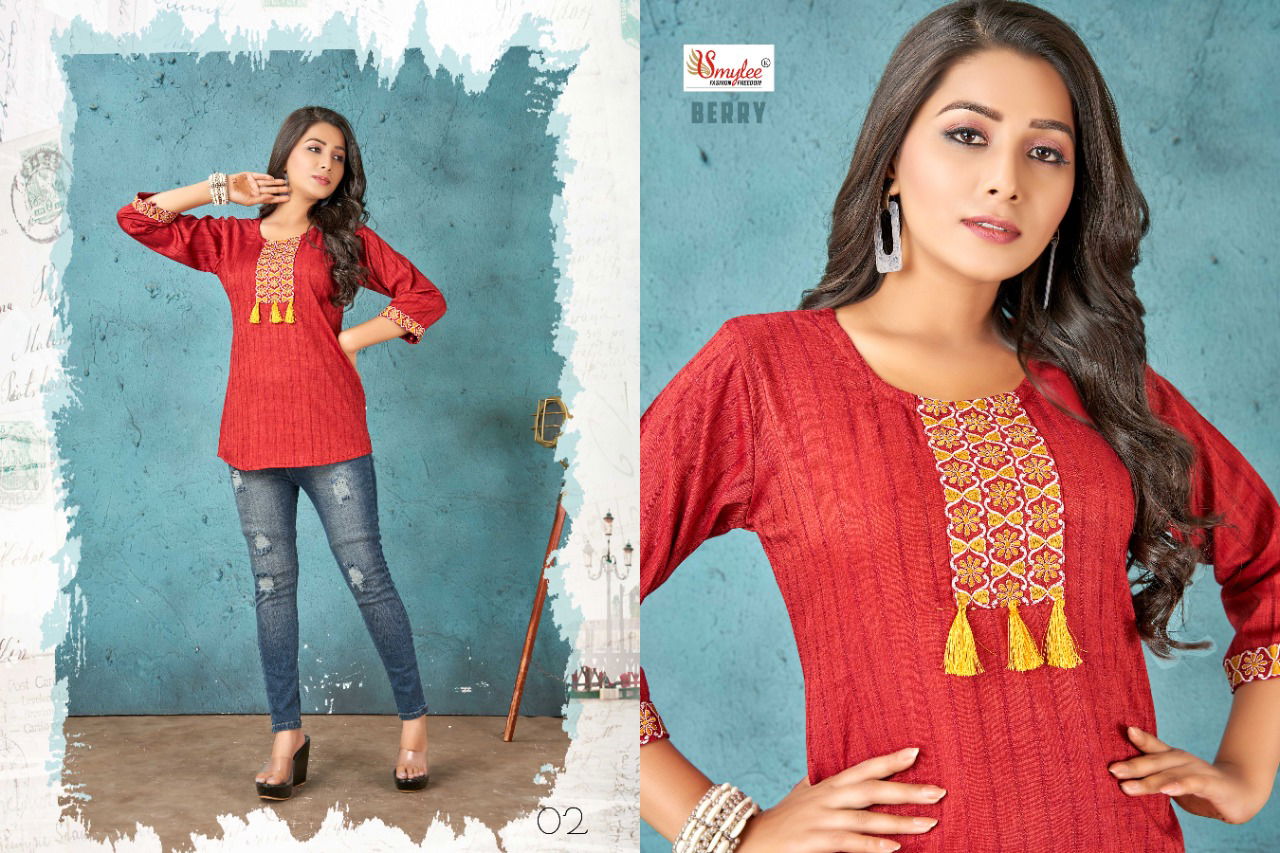 Rung Berry Fancy Regular Wear Designer Short Kurtis Collection